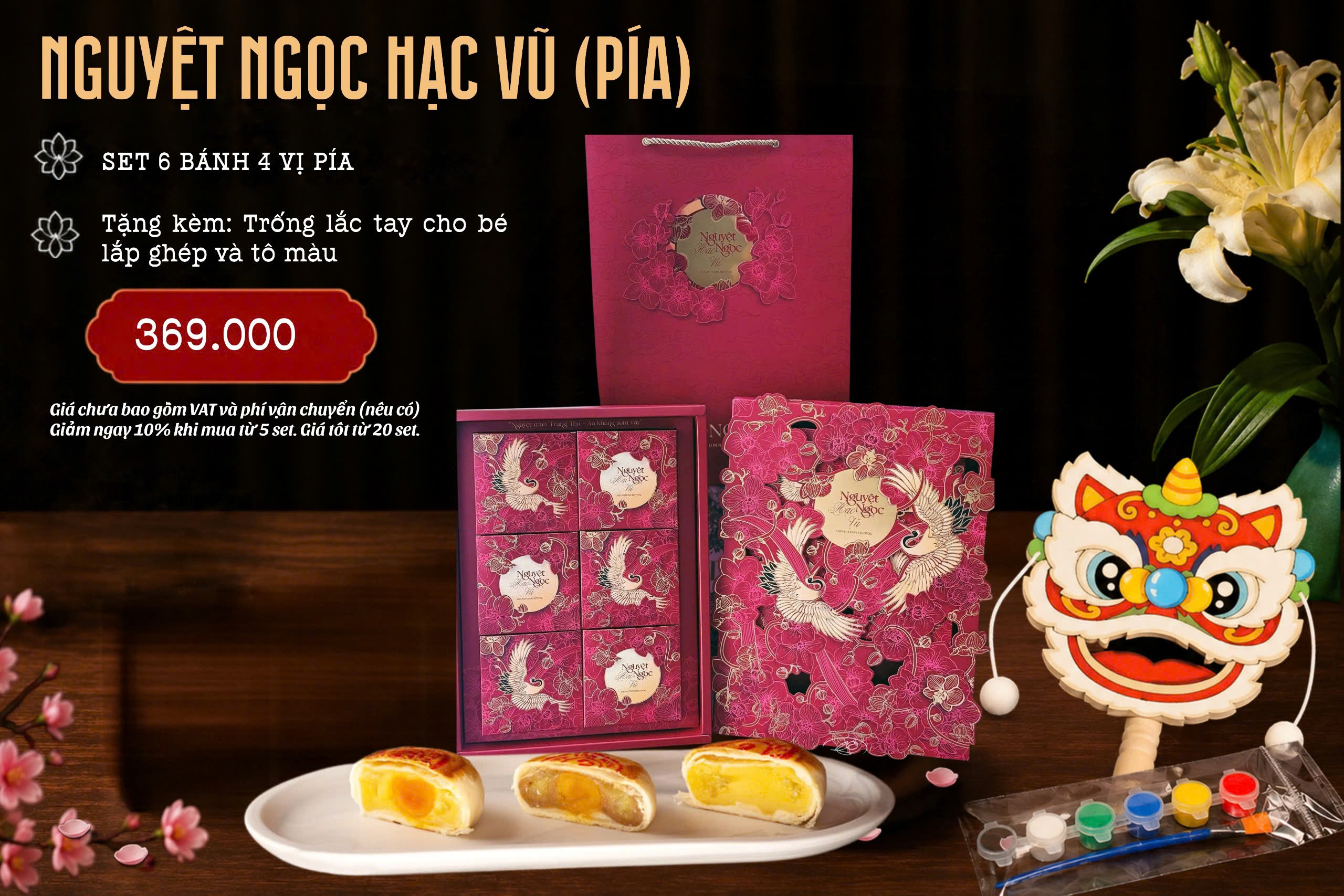 Set Nguyệt Ngọc Hạc Vũ bánh pía 369K